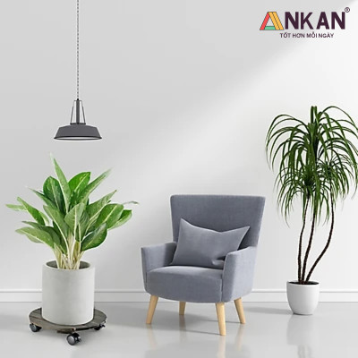Đế Lót Chậu Cây Có Bánh Xe Thương Hiệu ANKAN, Kệ Để Chậu Cây Cảnh, Có Bánh Xe, Mặt Tròn Bằng Gỗ Tràm, Màu Đen Đường Kính 30 Cm, Tải Trọng 80kg, Thích Hợp Để Đặt Chậu Cây Trong Nhà, Ngoài Trời, Tiện Lợi Di Chuyển