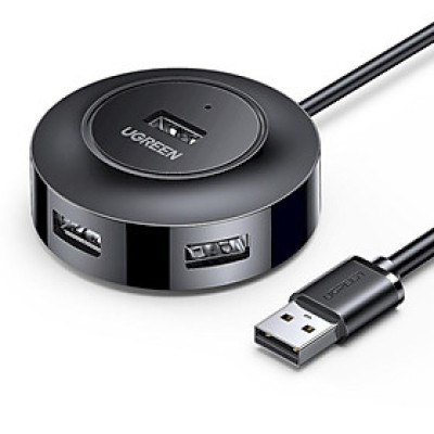 Ugreen 30254 Bộ chia USB 0.5M 4 cổng USB 2.0 có đèn LED màu đen CR106  Hàng chính hãng