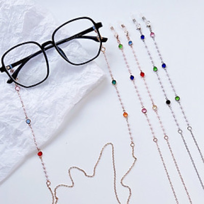 Dây đeo gọng kính mix hạt pha lê zircon nhiều màu sắc lấp lánh ấn tượng phong cách unisex Âu Mỹ