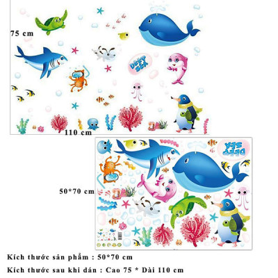 Decal dán tường thế giới cá ngộ nghĩnh cho bé ZOOYOO XL7225