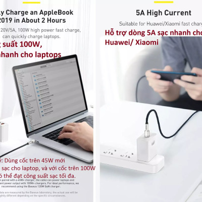 Cáp sạc C to C 100W Baseus Cafule Series Metal Data Cable - Hàng chính hãng