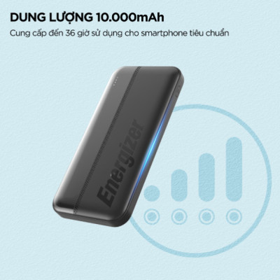 [ Hàng Chính Hãng ] Pin sạc dự phòng cao cấp Energizer UE10055PQBK 10000mAh - Sạc Nhanh PD - BH 12 tháng