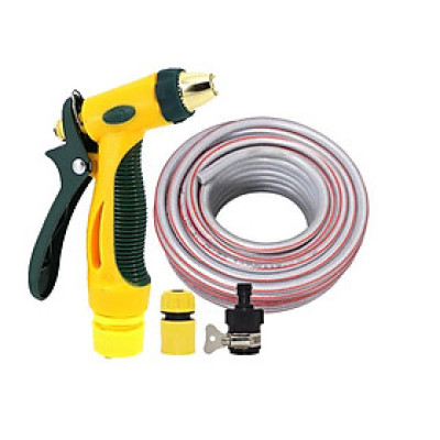 Bộ dây vòi xịt nước rửa xe,tưới cây tăng áp 3 lần 20m(cút nhựa nối 713-1) 206317 