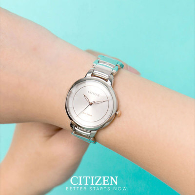 Đồng Hồ Nữ Citizen Dây Thép Không Gỉ EM0676-85X - Mặt Vàng Hồng (Sapphire)