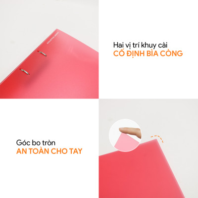 Bìa file còng A4 Sunset đựng tài liệu AO+, bìa nhựa PP 2 còng nhẫn D chắc chắn (3.5cm/5cm) SB211/SB212