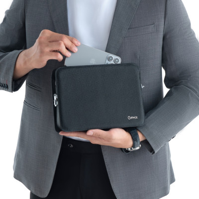 Ví Da Cầm Tay Clutch Nam Hàng Hiệu GENCE CK14 Da Bò Khóa Số Cao Cấp Màu Đen