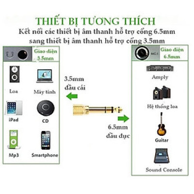 Đầu Jack Chuyển đổi âm thanh từ cổng 3ly sang 6ly 3 ly 6ly, 3li 6li, 3 li 6 li Giắc, Rắc, Rack Hàng Chính Hãng
