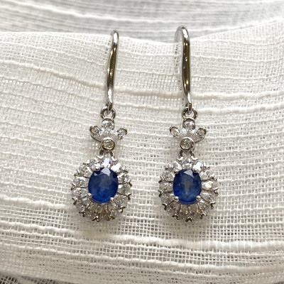 Bông Tai Đính Đá Sapphire thiên nhiên - MOON Jewelry