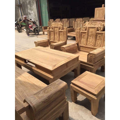 Bộ Bàn Ghế Như Ý Voi Hộp Gỗ Hương Vân, Bộ 2m2 và 2m4