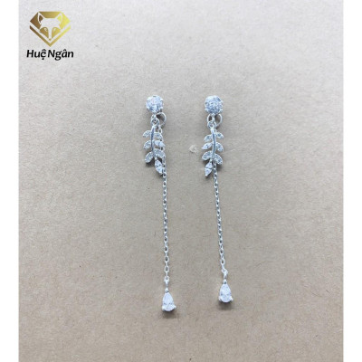 Bông tai bạc Ý 925 Huệ Ngân - Lá ô liu dáng dài RYE141086