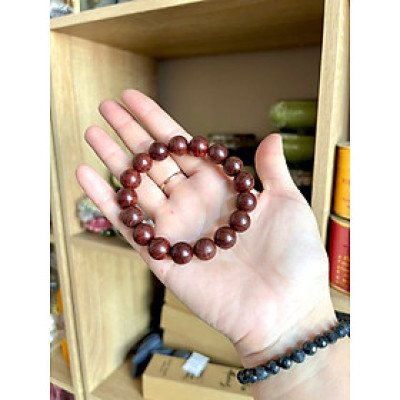 Vòng Gỗ Tử Đàn Ấn 12li - Vòng đeo tay Cao Cấp Tiểu Diệp Lá Nhỏ Kim Sa Nhiều Sao Phong Thủy