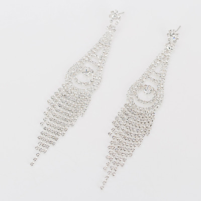 Bông tai khuyên đính đá dáng dài sexy pha lê rhinestone