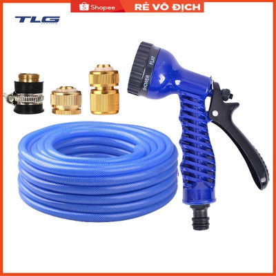 Bộ dây tăng áp 3 lần vòi xịt nước rửa xe, tưới cây loại 3-5m(cút đồng-nối đồng) 206843