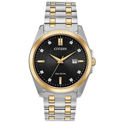 Đồng Hồ Nam Citizen Đính Kim Cương Dây Kim Loại Máy Eco-Drive BM7107-50E - Mặt Đen (Sapphire)