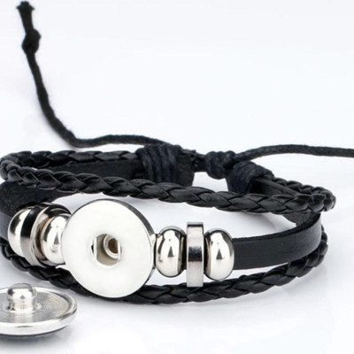 Vòng Đeo Tay Giả Cổ Dây Da Bệt Tết Phong Cách Retro Mặt Vòng Hình 12 Cung Hoàng Đạo Có Thể Điều Chỉnh Độ Rộng