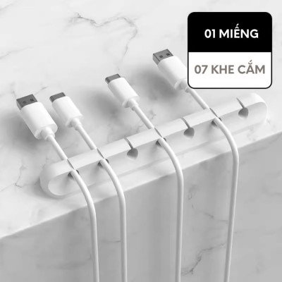 Kẹp cố định dây cáp, dây tai nghe, dây mạng, dây sạc... giúp gọn không gian 5 rãnh Màu ĐEN - Hàng chính hãng