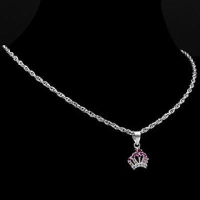 Dây Và Mặt Dây Chuyền Trẻ Em Bạc Hiểu Minh DTE055 vương miện elsa