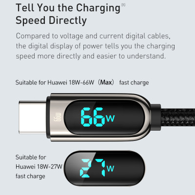 Cáp Sạc Nhanh Baseus Display Fast Charging Data Cable USB to Type-C 66W CASX -Hàng chính hãng