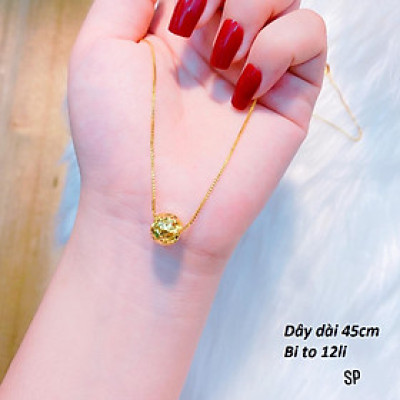 Dây chuyền nữ mặt bi phay chất liệu bạc xi vàng MS11c