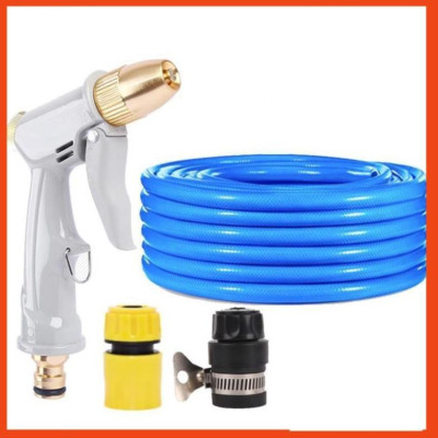 Bộ dây vòi xịt nước rửa xe, tưới cây tăng áp 3 lần, loại 20m (cút nhựa nối nhựa đen 713-2) 206846