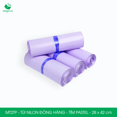 MT2TP - 28x42 cm  - Túi nilon gói hàng - 100 túi niêm phong đóng hàng màu tím pastel