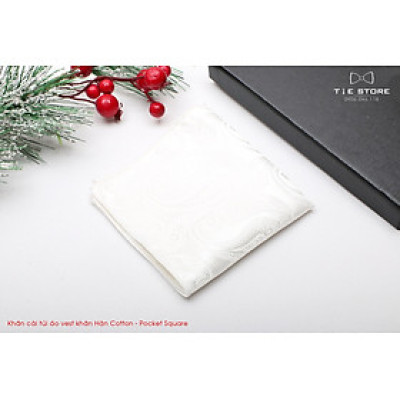 Khăn Cài Túi Áo Vest - Pocket Square - Phụ Kiện Cài Áo trắng hoa văn