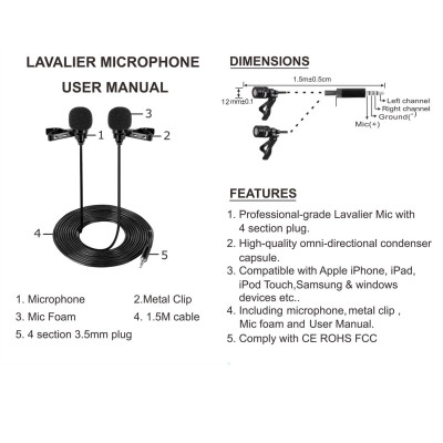 SOAIY Microphone Cài Áo Lavalier Chuyên nghiệp KFW SK200 Cao Cấp - Hàng Nhập Khẩu