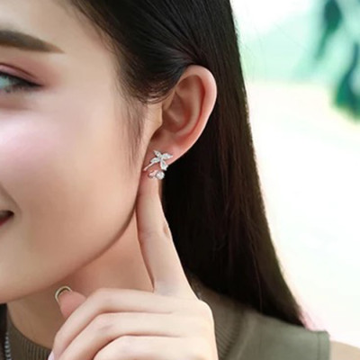 Bông tai bạc nữ trang sức bạc Ý S925 Bạc Xinh Huệ Ngân - Hoa đẹp RYE140958