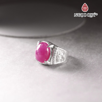 Nhẫn bạc nam mặt đá Ruby 14x11mm Ni18 mệnh hỏa, thổ - Ngọc Quý Gemstones