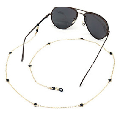 Dây chuyền đeo kính vàng thủy tinh pha lê đen black stone  dây buộc kính mát phụ kiện kính thời trang dây đeo khẩu trang mask airpod tai nghe