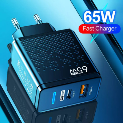 Củ sạc nhanh Elough PD65W cho điện thoại, máy tính bảng gồm 1 cổng USB-A 3.0 và 1 cổng Type-C, hàng nhập khẩu