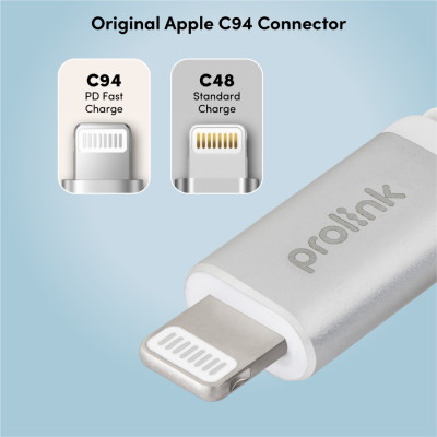 Dây sạc type C to L PROLiNK GCL_30_01 dài 1M, Sạc siêu nhanh 30W, Dành cho iPhone, iPad (MFi) - Hàng chính hãng