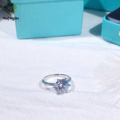 Nhẫn bạc Ý 925 Huệ Ngân - 6 chấu đính đá 8li RR1663