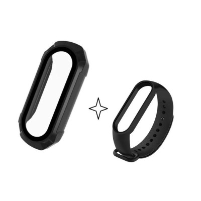 Dây Silicon và Ốp kính cường lực bảo vệ cho đồng hồ Xiaomi Miband 6
