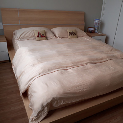 Giường ngủ cao cấp Tundo màu sồi 140cm x 200cm