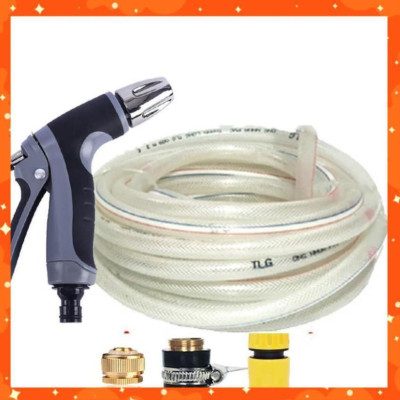 Bộ dây và vòi xịt rửa xe tưới cây tăng áp 15M(cút nhựa nối đồng nhựa) 206817