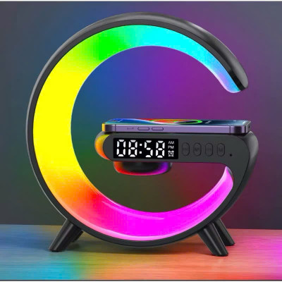 Loa Bluetooth Chữ G LED RGB, Sạc Nhanh Không Dây, Đèn Nháy Theo Nhạc, Đồng Hồ Báo Giờ Đa Chức Năng - HÀNG CHÍNH HÃNG MINIIN