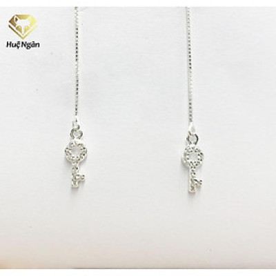Bông tai bạc Ý 925 Huệ Ngân - Chìa khóa trái tim dáng dài RYE140981