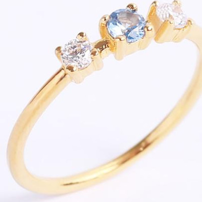 Nhẫn kiểu nữ đẹp đá xanh nước biển bạc cao cấp Gix Jewel N04
