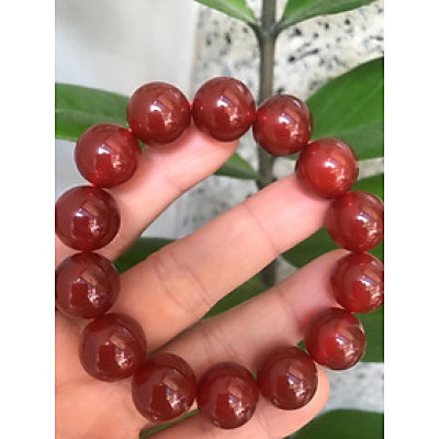 VÒNG TAY ĐÁ MÃ NÃO ĐỎ ĐẸP 14MM NAM MẠNG HOẢ MẠNG THỔ - S1