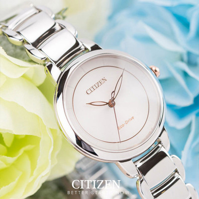 Đồng Hồ Nữ Citizen Dây Thép Không Gỉ EM0676-85X - Mặt Vàng Hồng (Sapphire)