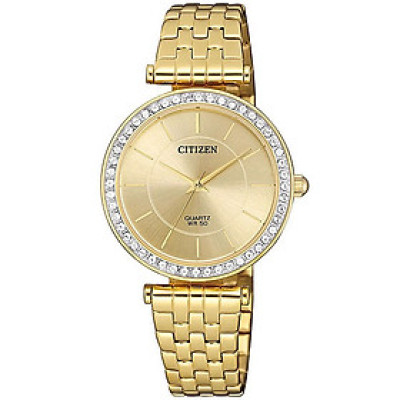 Đồng Hồ Nữ Citizen Đính Đá Swarovski Dây Thép Không Gỉ ER0212-50P - Mặt Vàng