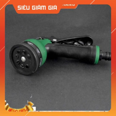 Vòi xịt rửa xe,Vòi phun nước tưới cây tăng áp thông minh 8 chế độ 815498 (cút vàng,nối xanh - dây vàng)