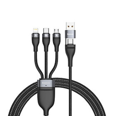 Cáp sạc nhanh 3 đầu Baseus Flash Series 3 in1 Plus (USB+ Type C to Micro + Type C, 100W Quick Charge and Data)