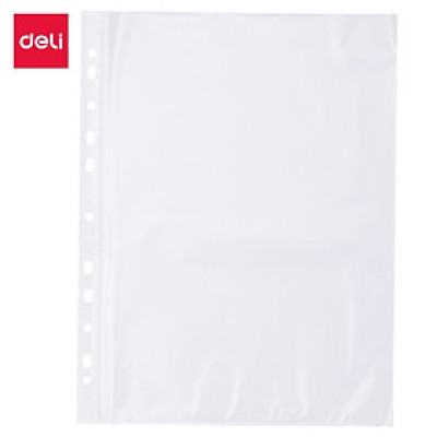 Tấm Bảo Vệ 11 Lỗ A4 Deli, 0.035Mm, Trong Suốt - 100 Cái/Túi - E5712