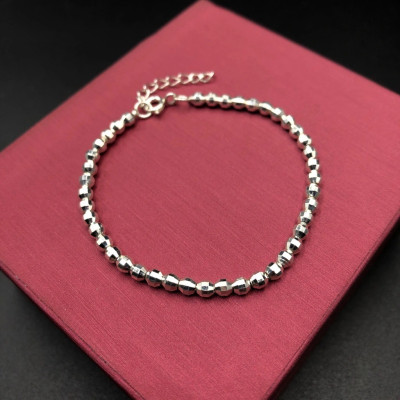 Lắc Tay Nữ Bạc Hiểu Minh LTU526 Bi Phay