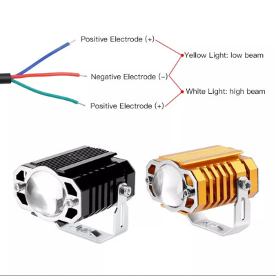 Đèn trợ sáng bi cầu motofish 2 chế độ cốt vàng pha trắng 12v-80v - 45w siêu sáng