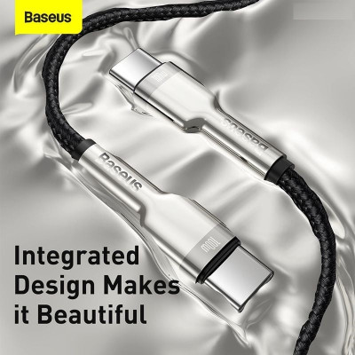 Cáp sạc siêu nhanh 100W truyền dữ liệu Baseus Cafule Series Metal Data Cable Type-C to Type-C (100W) - Hàng Chính Hãng