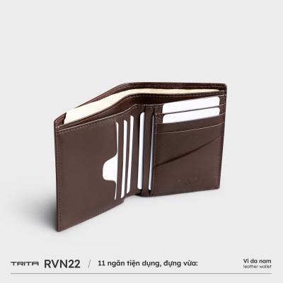 Ví nam da bò Trita ( Thời trang nam dáng đứng basic - Ví da RVN22 )