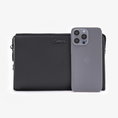 Ví Cầm Tay Clutch Nam Chính Hãng GENCE RB06 Da Bò Khóa Vân Tay Cao Cấp Màu Đen